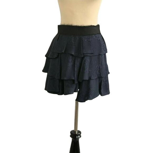 DEREK LAM 10 CROSSBY 100% SILK TIERED MINI SKIRT SIZE 0 - Picture 8 of 8